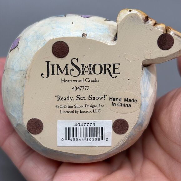 Jim Shore Heartwood Creek Snowman Ready Set Snow Figurine 2015 Enesco 5" 4047773 - Picture 4 of 7